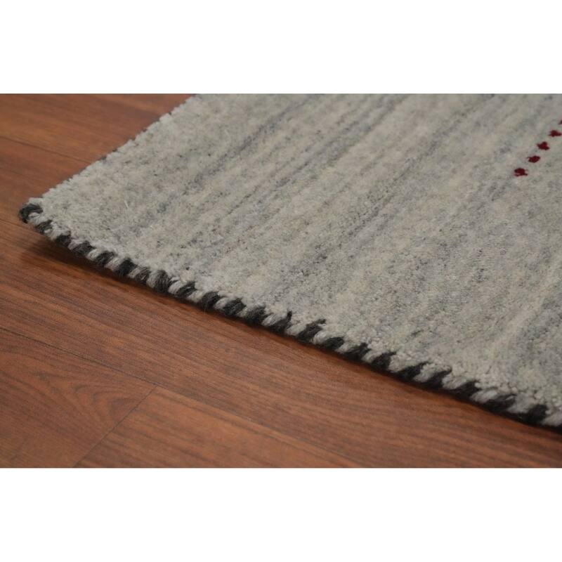 Hand Knotted Oriental 100% Wool Carpet Tribal Animal Pictorial Greys & Charcoal Gabbeh Area Rug - 9' 10'' X 8' 1''