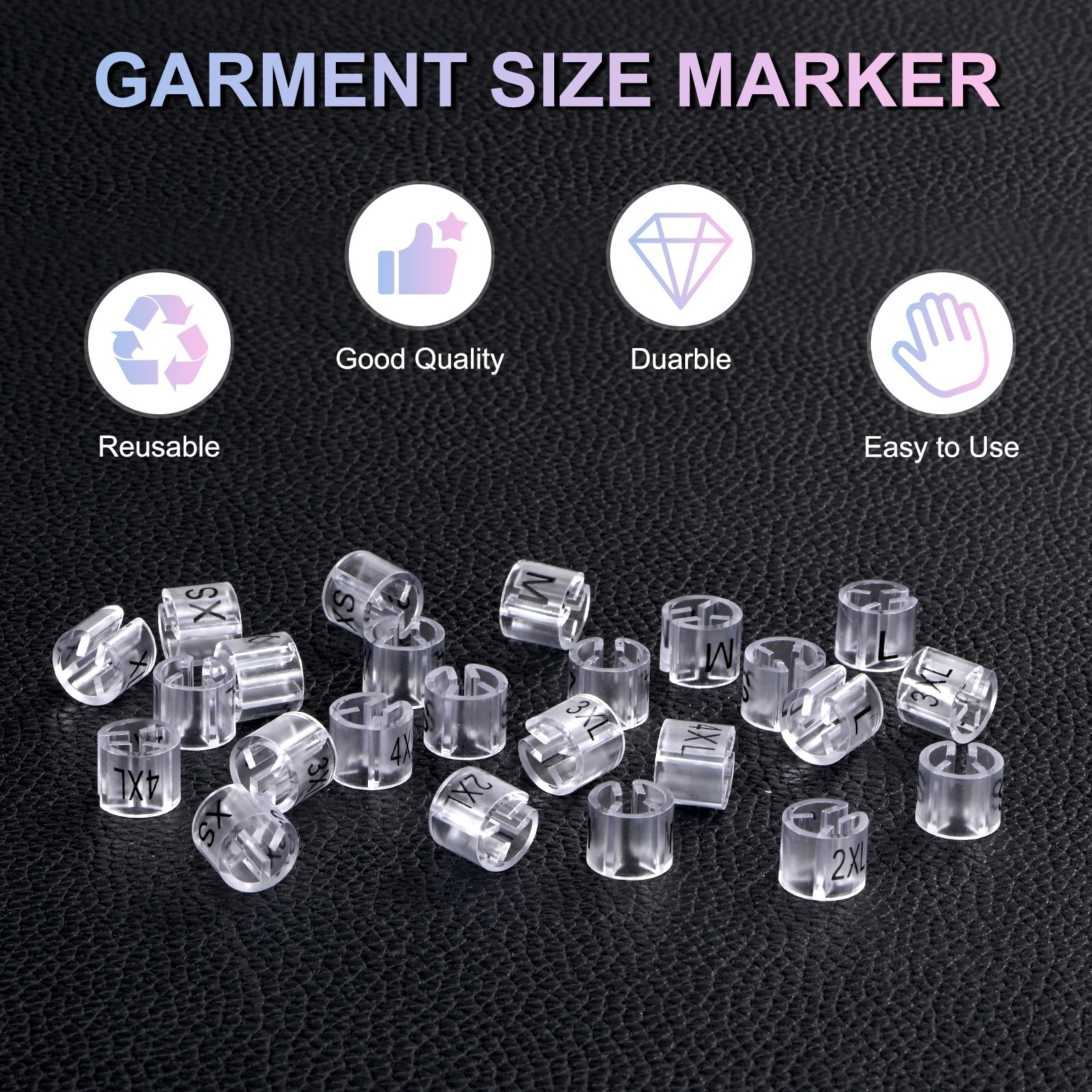 Clothes Hanger Markers, Plastic Tag Garment Color Coded Size Clips Fit Rod for Clothing/Wire Hangers