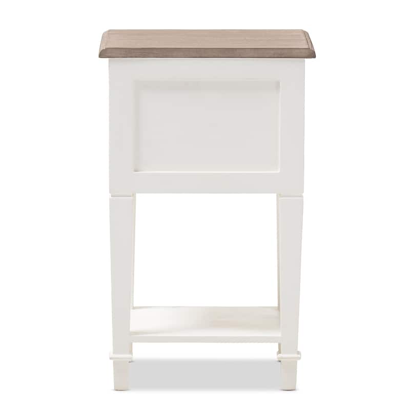 Side Table with Drawer - Weathered Oak & White Nightstand - 15.75" Wide Accent Table