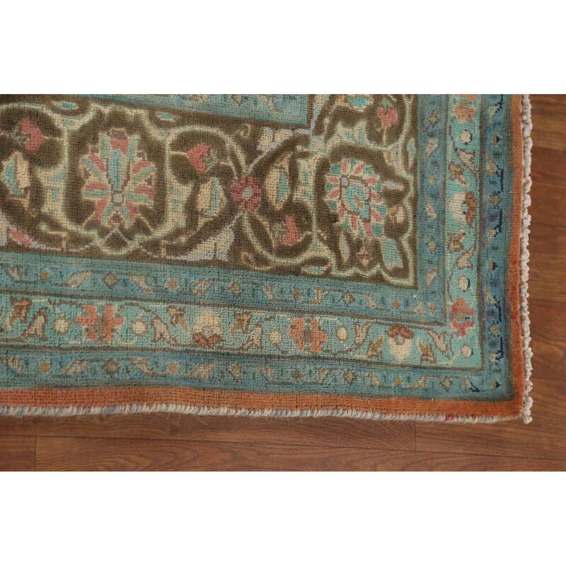 Over-Dyed Mashad Persian Vintage Area Rug Hand-Knotted Wool Carpet - 6'4"x 9'5"