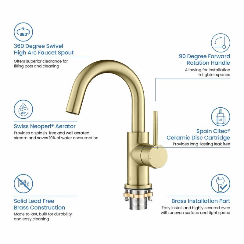 Circular Single Handle High-Arc Bathroom Sink Faucet with Pop Up Drain