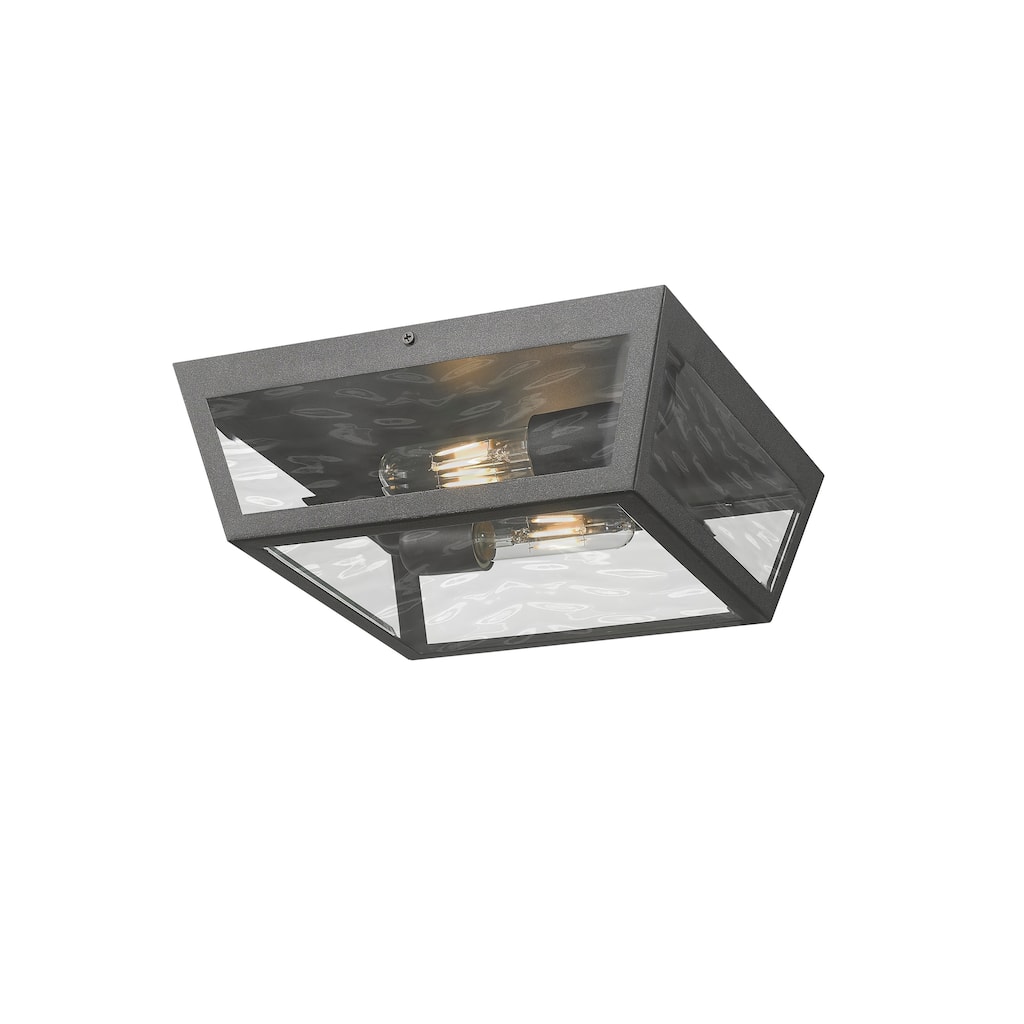 Madison 2 Light 12" Matte Black Outdoor Flush Mount - N/A