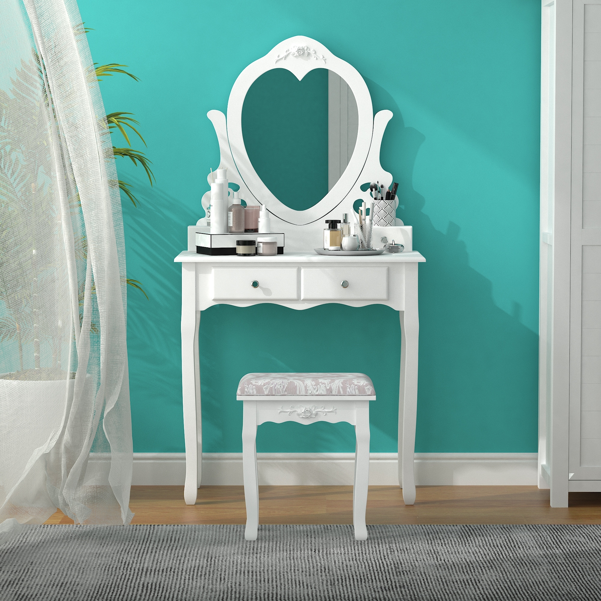 Heart shaped table shop mirror