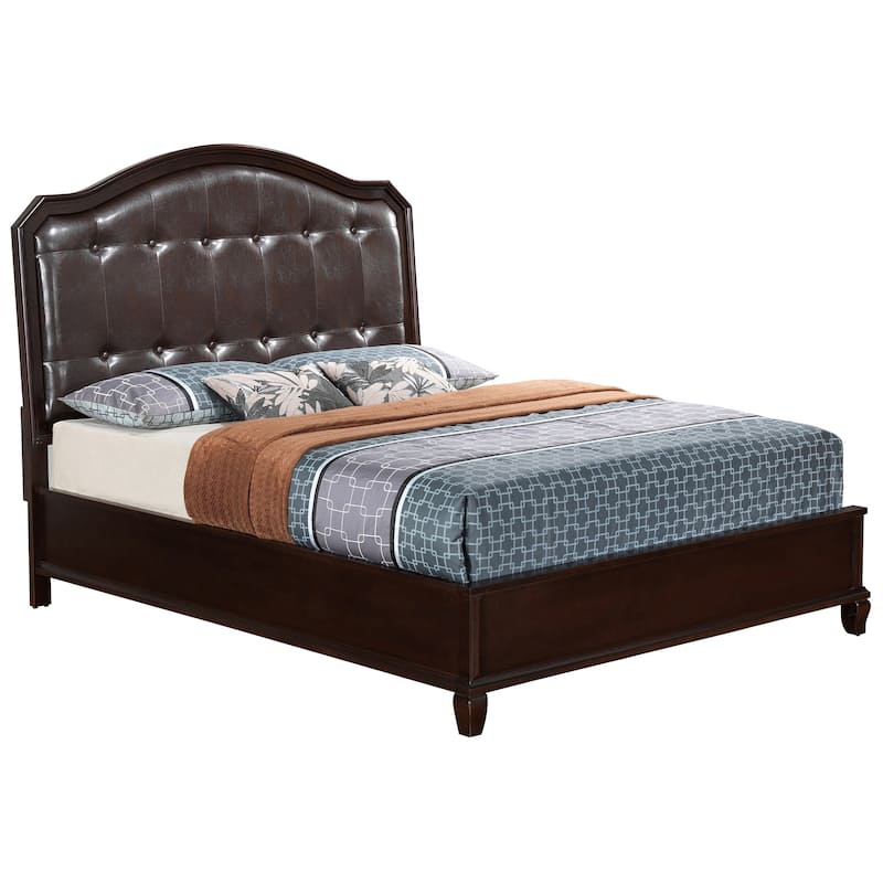 Tufted Faux Leather Full Panel Bed - 82" - Brown