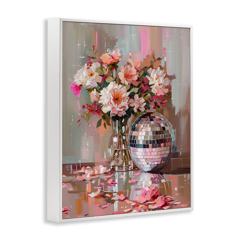 Stupell Disco Ball & Flowers Still Life Framed Giclee Art Design By Arlington Prints