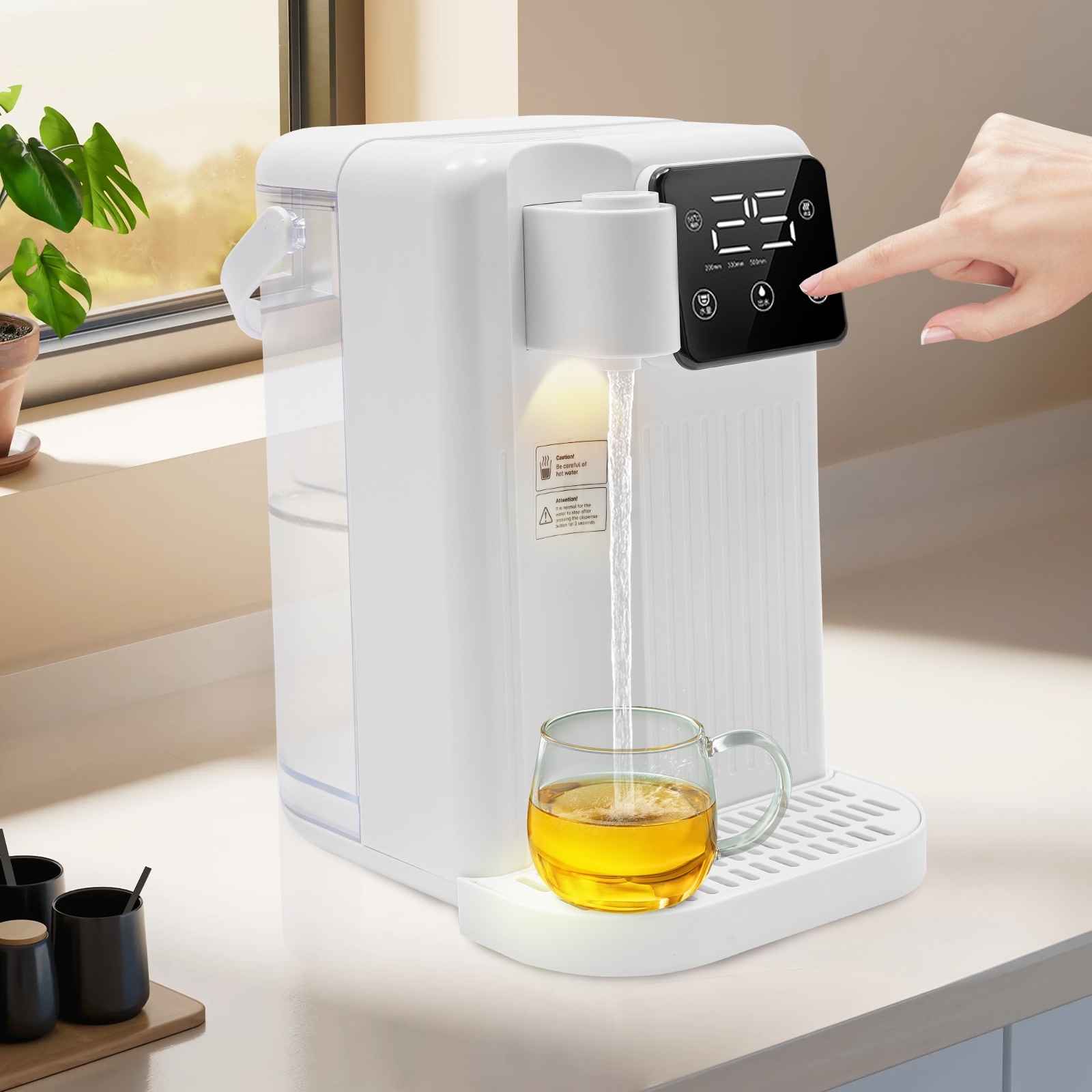 White instant hot water dispenser top