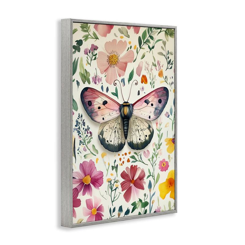 Stupell Botanical Butterfly & Herbs Framed Giclee Art Design By The Dutch Lady