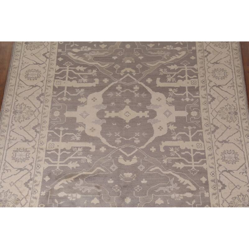 All-Over Floral Oushak Indian Area Rug Handmade Wool Carpet - 8'0"x 9'9"