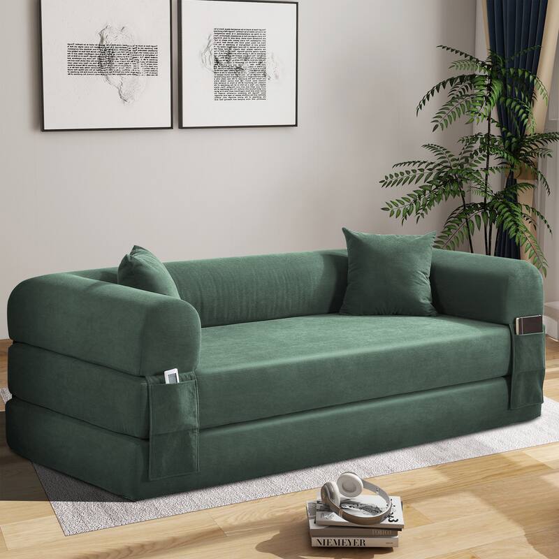3-in-1 Convertible Sleeper Sofa with Pillows & Storage