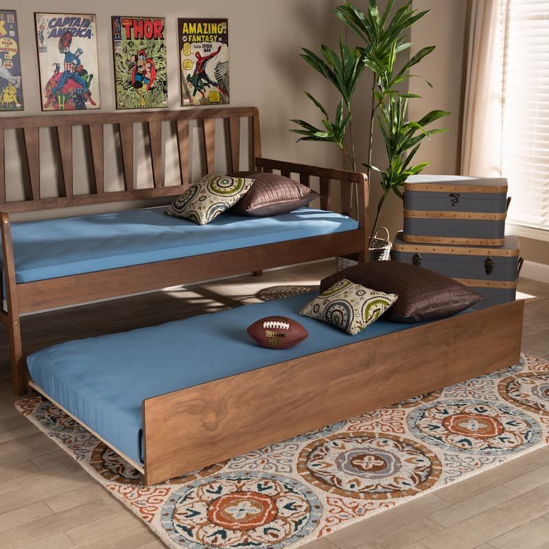 Midori Modern and Contemporary Transitional Twin Size Trundle Bed