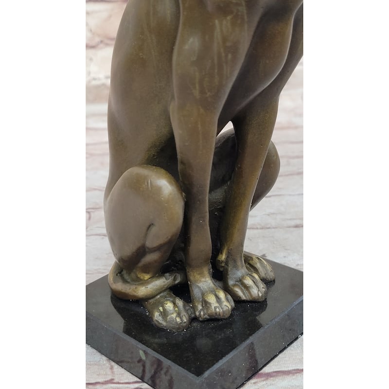 Greyhound Whippet Slender Imitative Dog Bronze Metal Modern Art Sculpture Statue Figure Marble Base