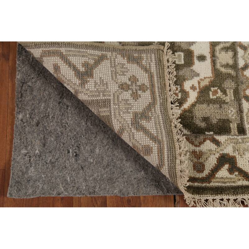 Green Oushak Oriental Runner Rug Hand-Knotted Transitional Wool Carpet - 2'6"x 9'8"