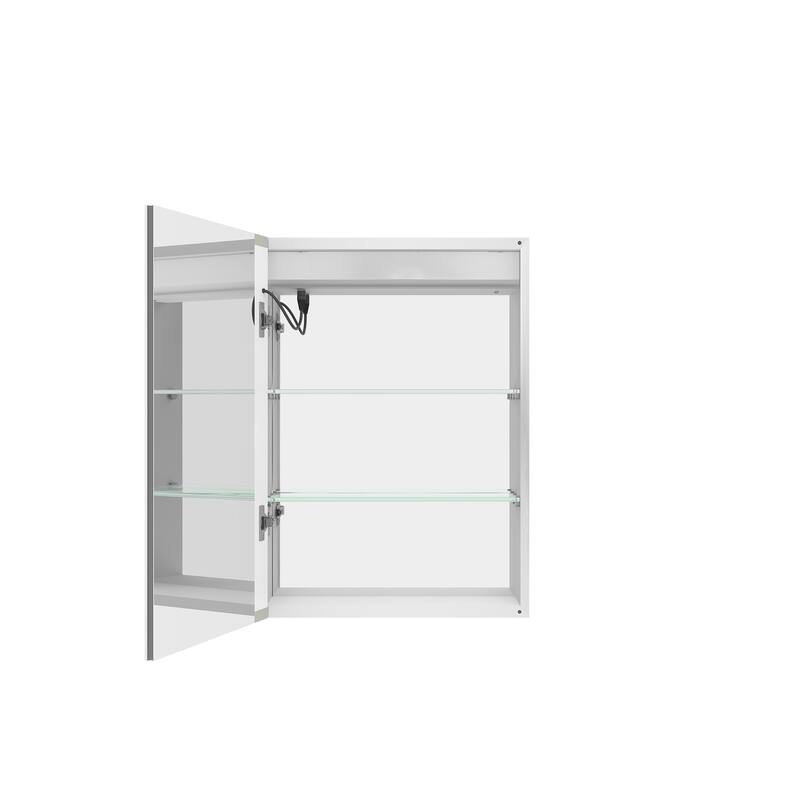 Bathroom Wall Mounted Medicine Cabinet with Mirror with LED Lights,Single Door