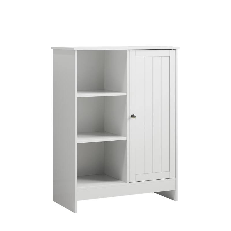 Bathroom Cabinet, Kitchen Freestanding Storage Rack, Floor Storage Cabinet with 1 Cabinet, 3 Open Compartments
