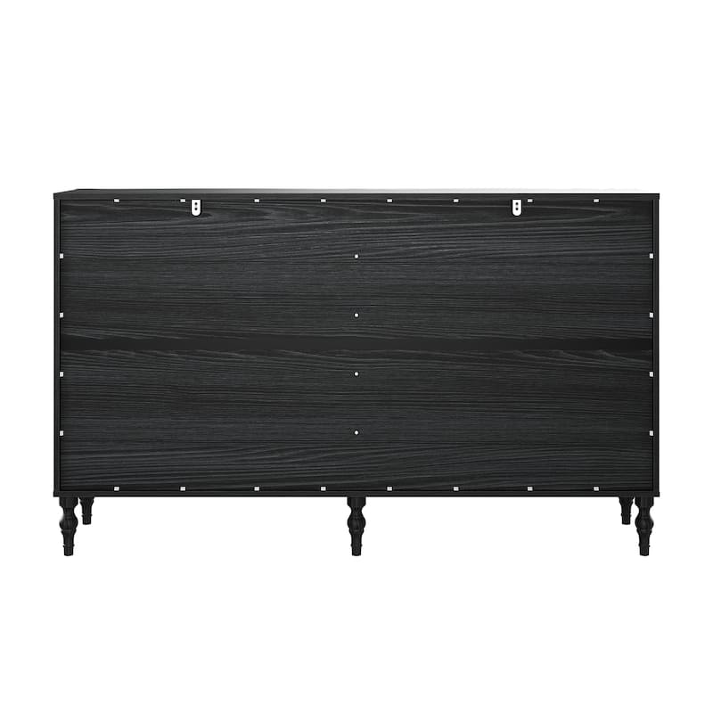 Elegant 8-Drawer Dresser with Solid Wood Legs, Vintage Curved Front Chest of Drawers for Bedroom Storage