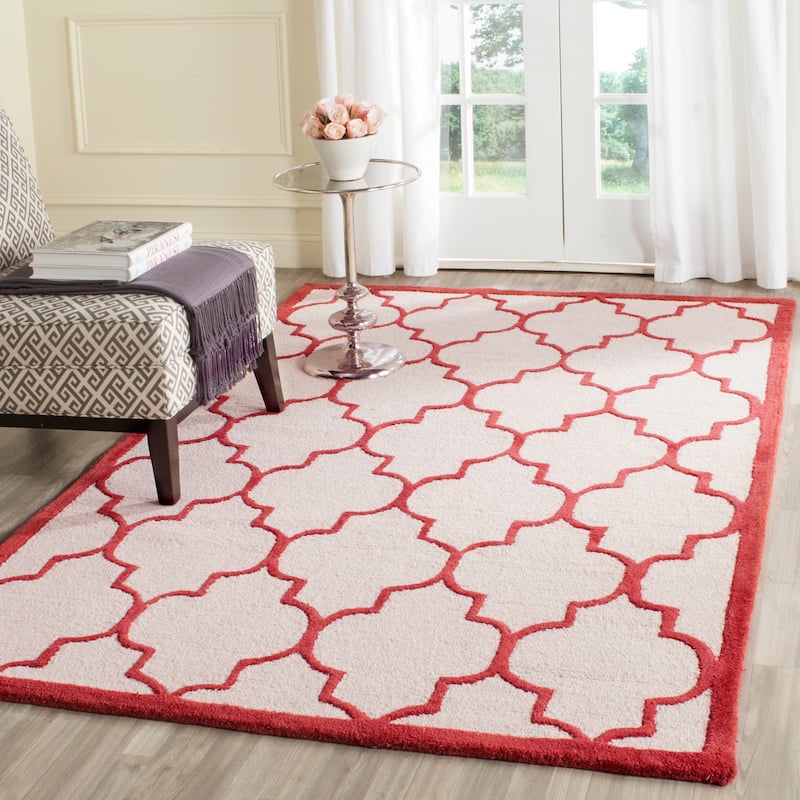SAFAVIEH Handmade Cambridge Oddny Moroccan Trellis Wool Rug - 4' x 6' - Ivory/Rust