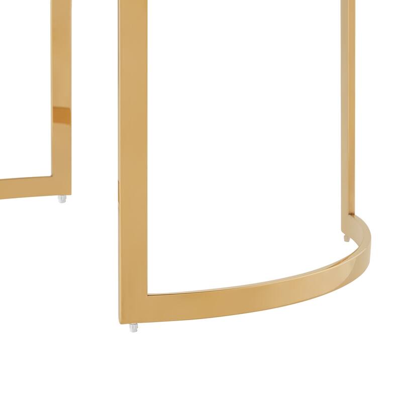 HomeRoots 32" Gold Glass And Stainless Steel Round Mirrored Coffee Table - 31.5