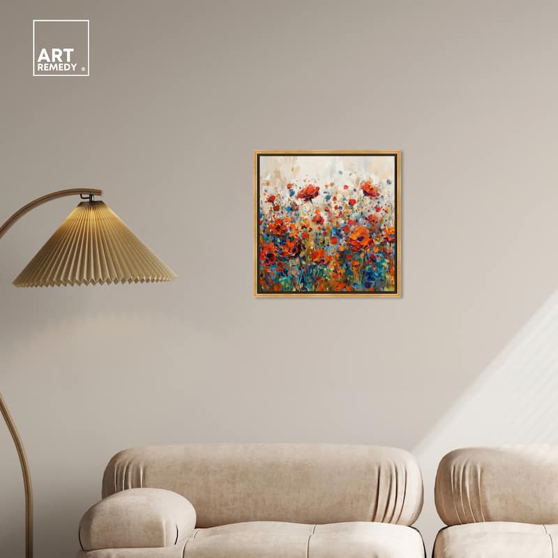 Art Remedy Beautiful Garden Bloom Framed Impressionism 1 Piece Canvas Wall Art /Monet And Van Gogh Inspired Art