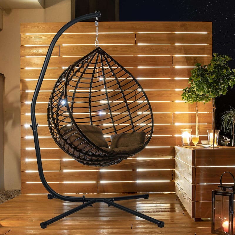 Aoodor Hammock Steel Stand Only C-Stand for Hanging Hammock Chairs - 300 Pound Capacity - N/A