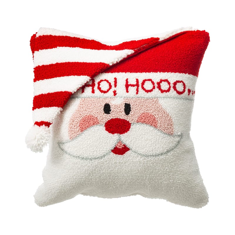 Glitzhome 14"L Hooked 3D Santa Snowman Christmas Throw Pillow Home Decor - "Santa"