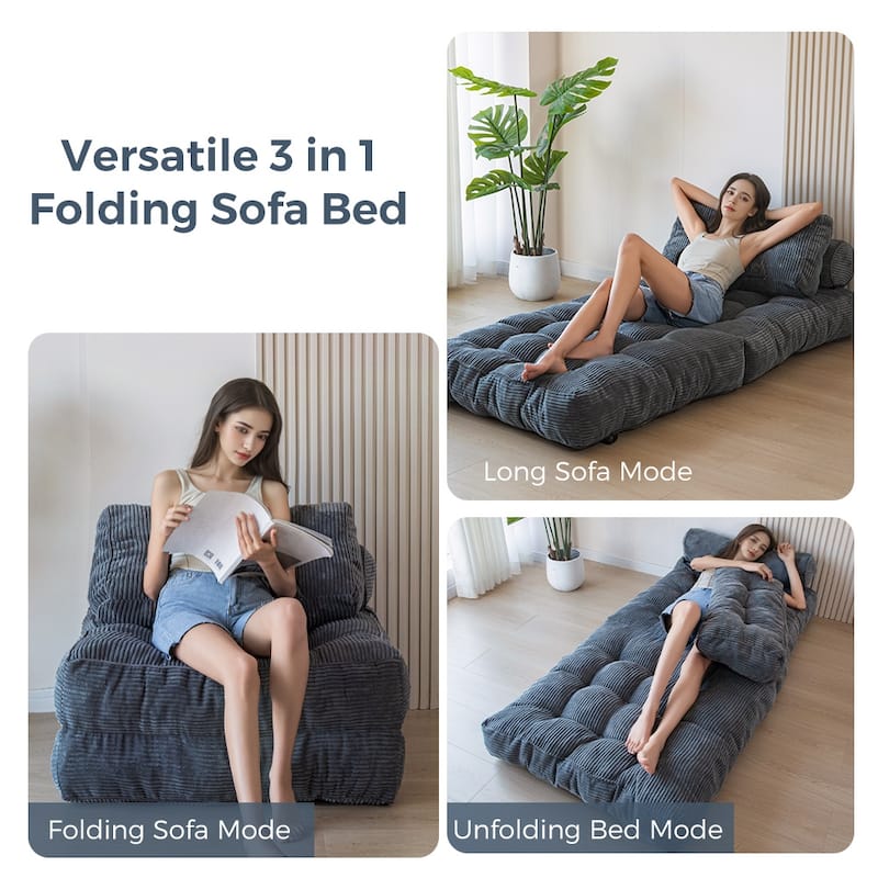 8"Corduroy Folding Couch Sofa Bed,Single