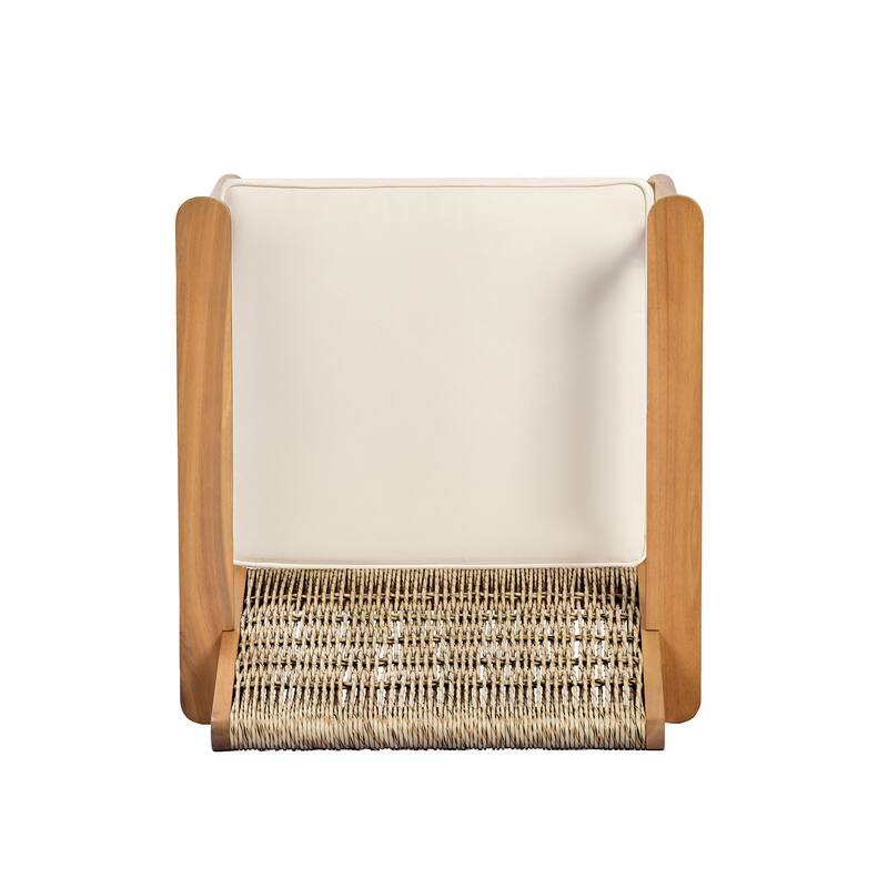 Christopher Knight Home - Outdoor Acacia Wood Dining Arm Chair with Wicker Back and Waterproof Cushions