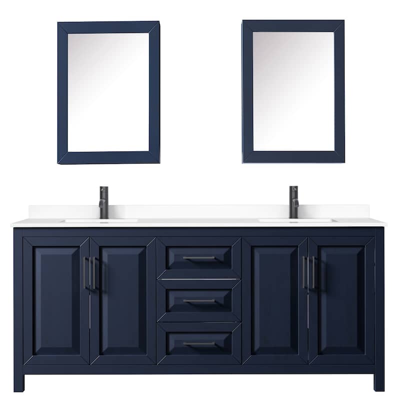 Daria 80 Inch Double Vanity, Cultured Marble Top, Medicine Cabinets