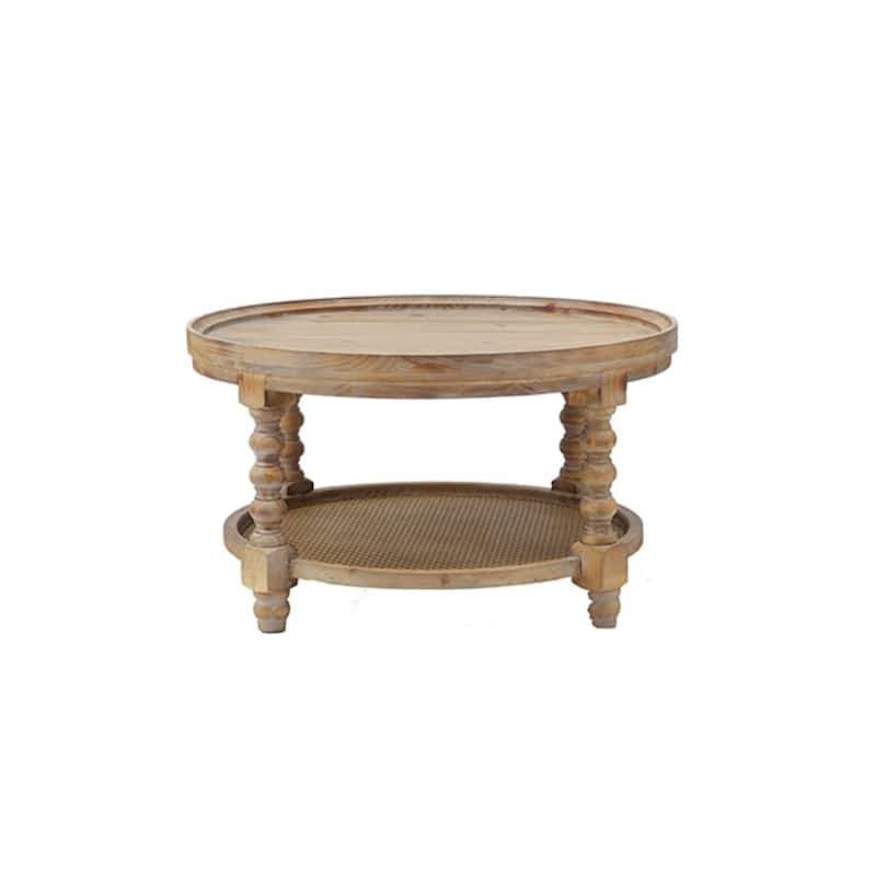 Round Pedestal Coffee Table - 29.75" - Brown
