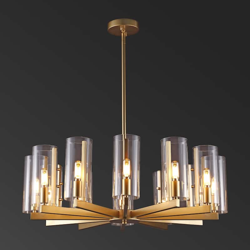 SAFAVIEH Couture Benicio Gold Chandelier - 28.5 IN W x 28.5 IN D x 17 / 47 IN H