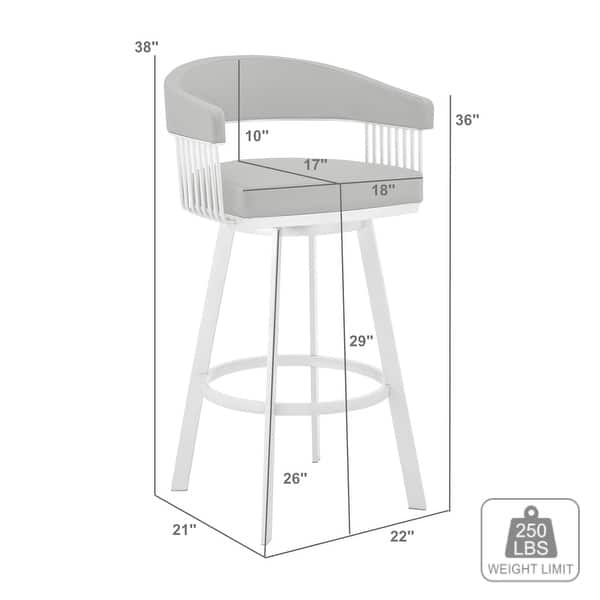 dimension image slide 0 of 4, Chelsea Modern Swivel Bar Stool, Upholstered Counter Height Chair with Metal Frame