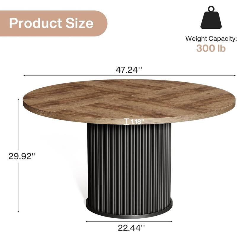 47'' Round Meeting Conference Table for 4-6 People,Sturdy Metal Base Office Desk