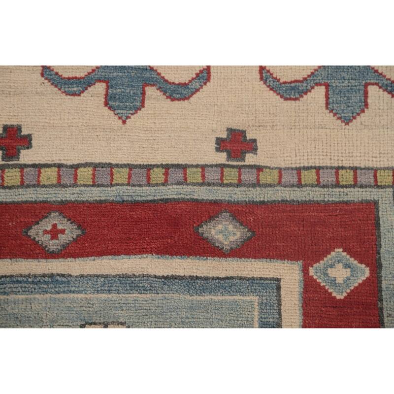 Geometric Kazak Oriental Area Rug Handmade Traditional Wool Carpet - 6'11" x 9'5"