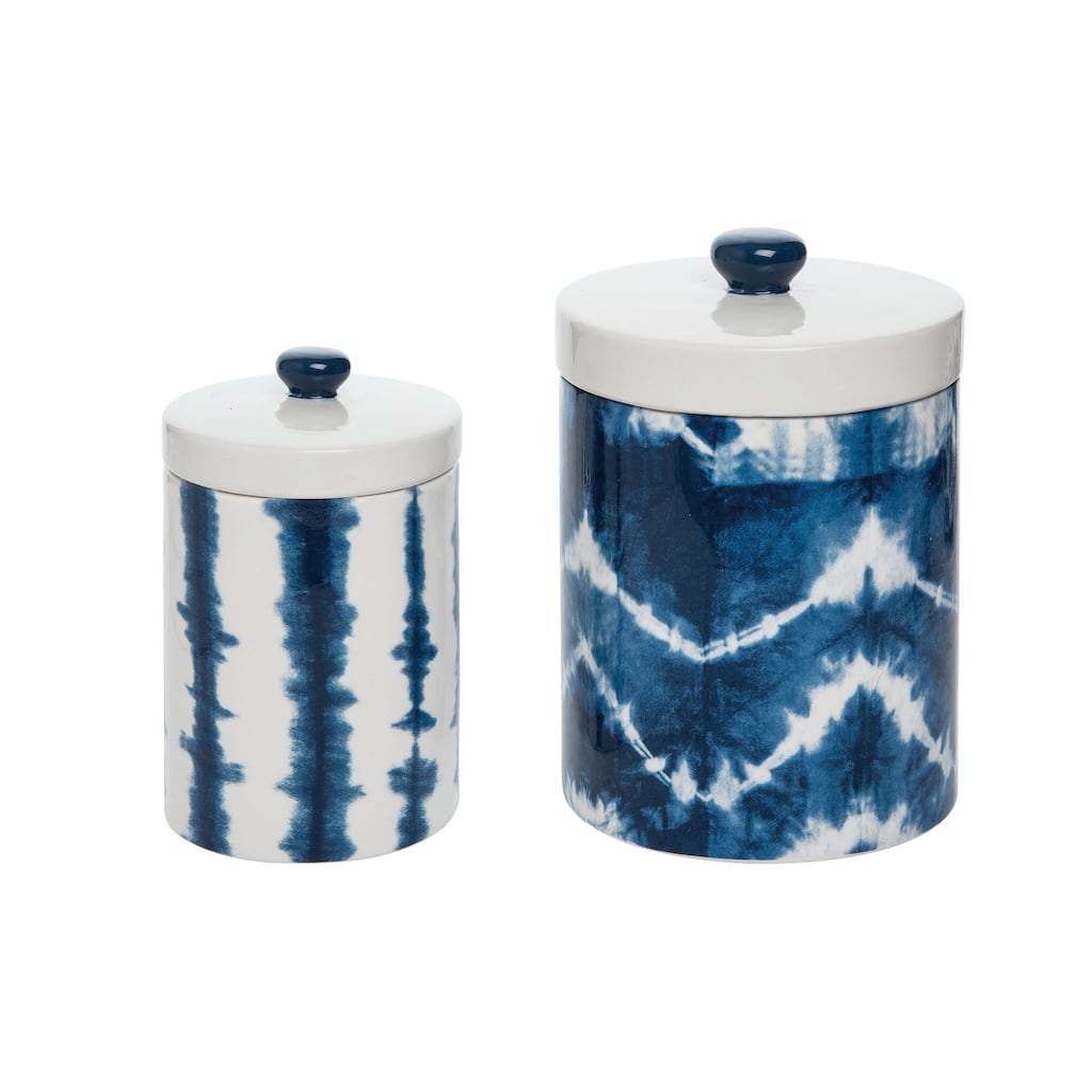 Transpac Dolomite 9 in. Multicolor Everyday Shibori Canisters Set of 2