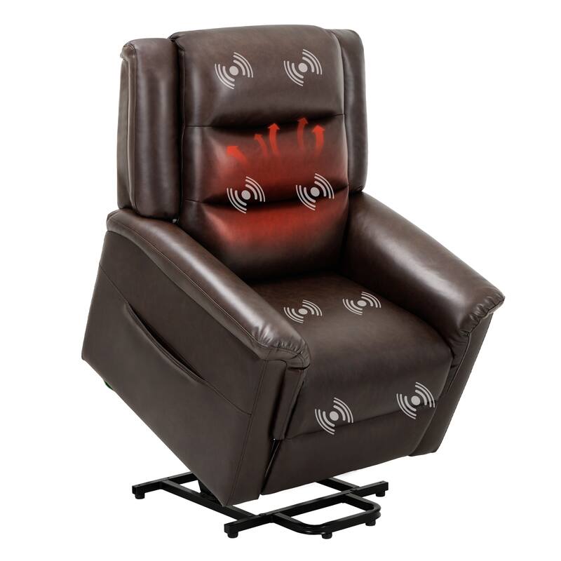 ​Electric Recliner Glider Chair - Faux Leather Nursery Chair for Living Room & Bedroom with Rocking Function​ - Grey