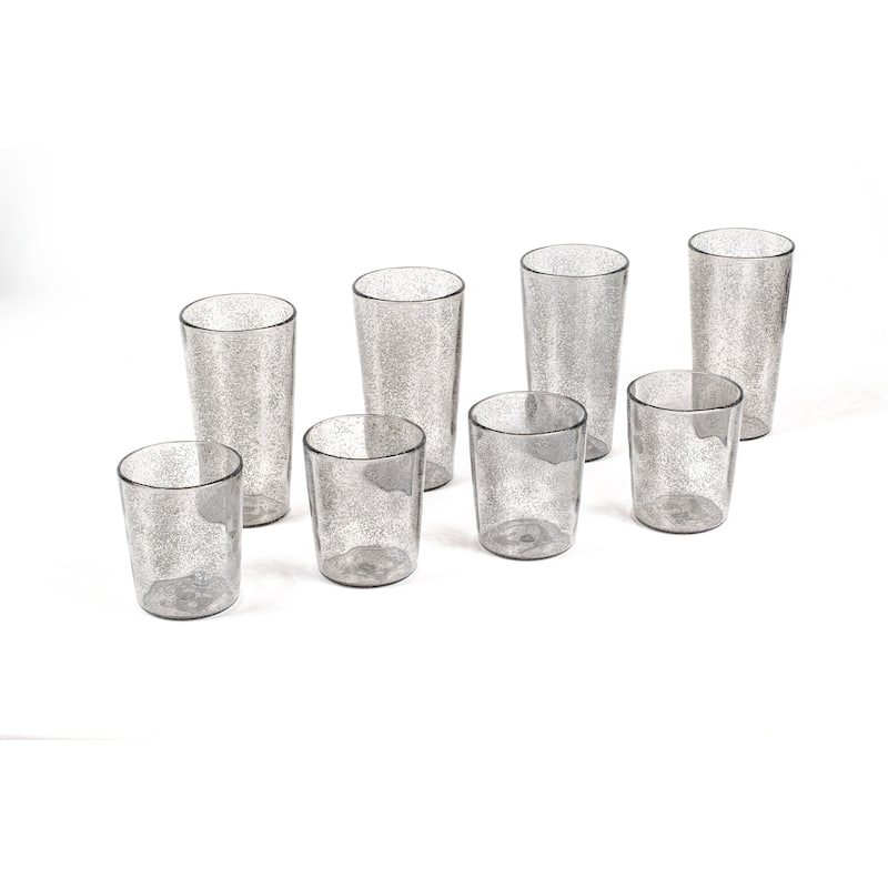 Fizz Bubbles Drinkware Set, 17 Oz & 24 Oz, Set of 8 - Grey