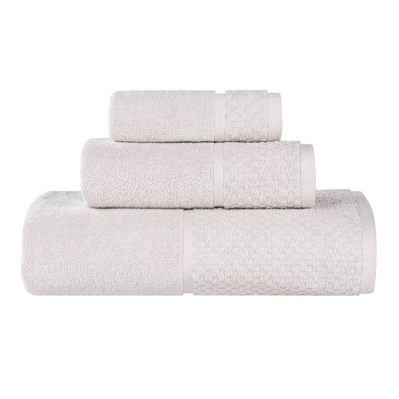 Superior Lodie Cotton Plush Absorbent Jacquard Solid 3 Piece Towel Set