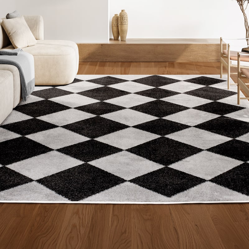 JONATHAN Y Porter Classic Geometric Diamond Pattern Rug