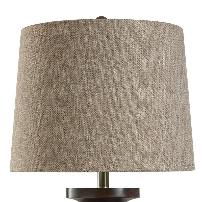 Walnut Ridge Table Lamp - Fishbone Polyresin and Aged Brass Body - Heathered Brown Shade