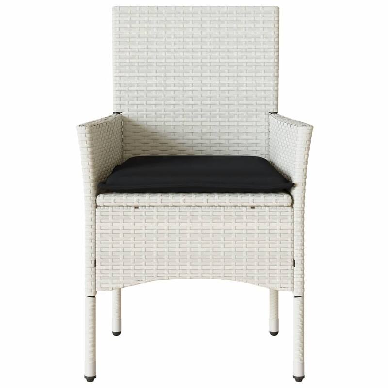 vidaXL Patio Chairs with Cushions 2 pcs White Poly Rattan - 20.9 x 24.0 x 32.7"