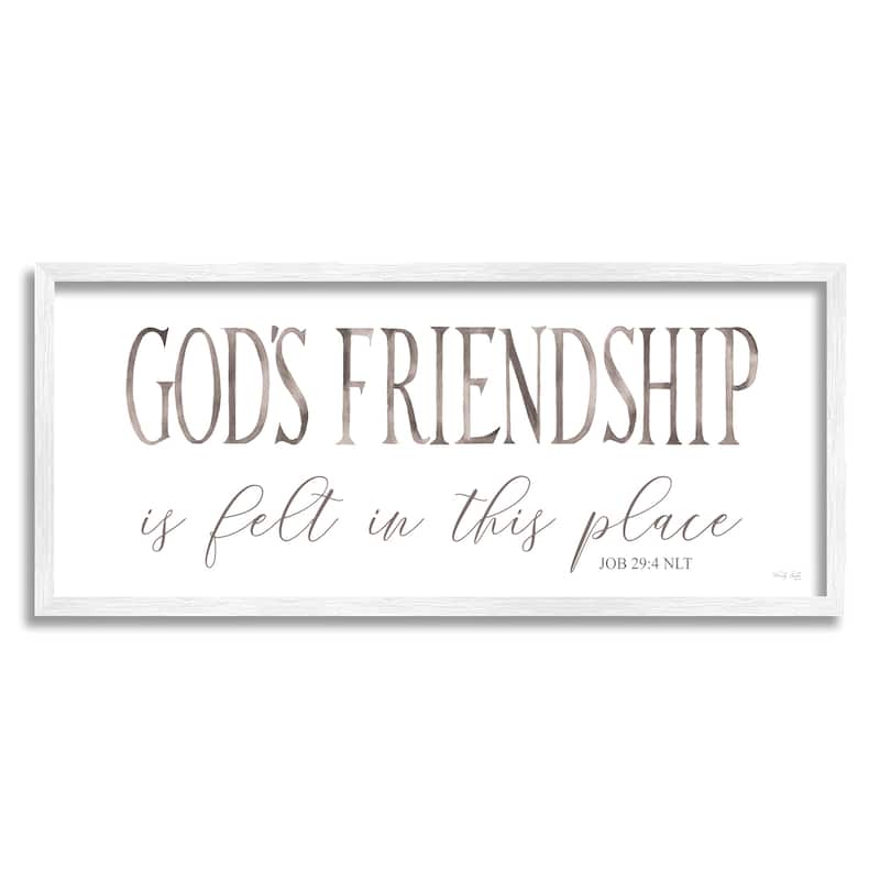 Stupell God's Friendship Religious Home Casual Phrase Sign Framed Wall Art, Design by Cindy Jacobs - White - 30 x 13 - White