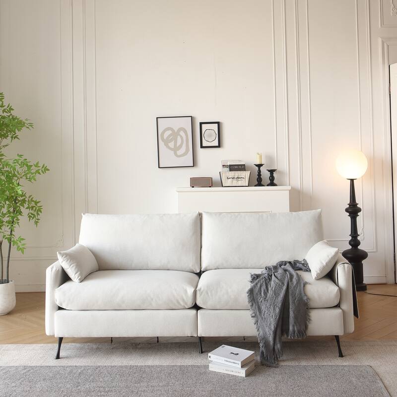 Deep 3-Seater Cloud Couch With 2 Armrest Pillows And 2 Toss Pillows, Love Seat Bedroom Office Apartment