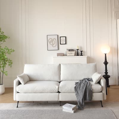 Deep 3-Seater Cloud Couch With 2 Armrest Pillows And 2 Toss Pillows, Love Seat Bedroom Office Apartment