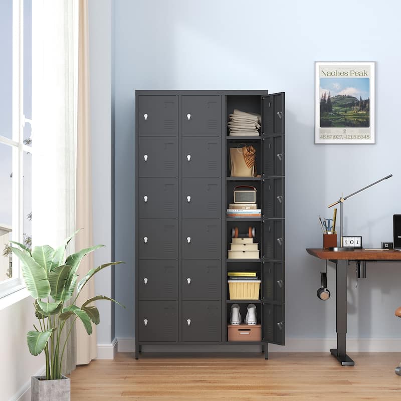 72"H Metal Lockers With 18 Door,Storage Cabinet With Lock for Employees,School,Gym