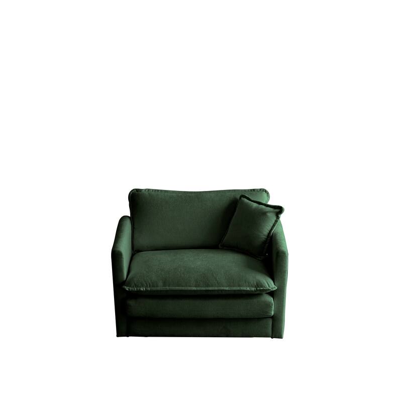 3-Piece Chenille Living Room Sofa Set (Loveseat + Accent Chair) with Solid Wood Frame & Plush Cushions