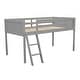 preview thumbnail 9 of 16, Twin Wood Loft Kids Bed with Convertible Ladder, Guardrails, Easy to Assemble, Grey