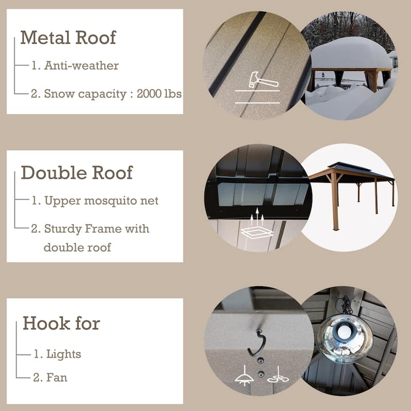 Kozyard Apollo Wood-look Aluminum Hardtop Gazebo