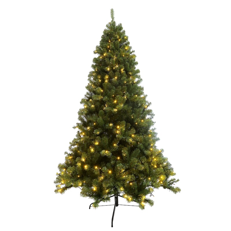 Pre-Lit Artificial Christmas Tree 6FT/7.5FT, Realistic PVC with Metal Stand and 300/400 LED Lights
