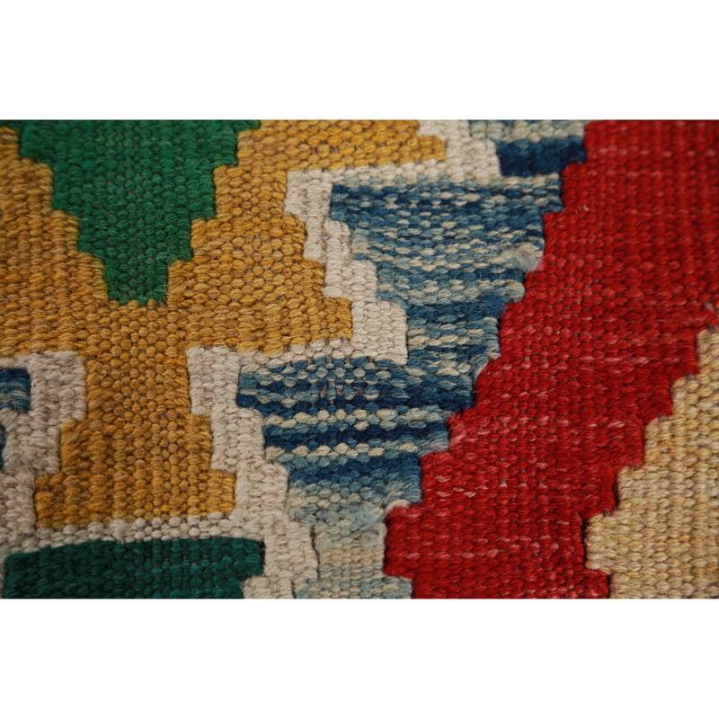 Hand Woven Oriental 100% Wool Carpet Southwestern All-Over Multi-Colored Kilim Area Rug - 7' 9'' X 5' 10''