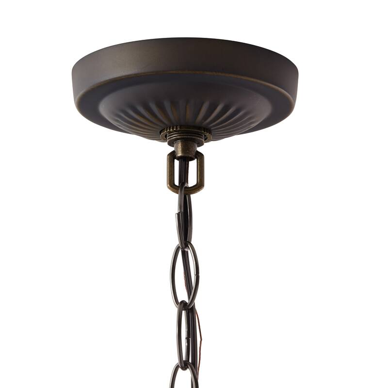 Evelyn River of Goods Multicolor Stained Glass 19.25-Inch Pendant Light with Adjustable Hanging Cord - 19.25" x 19.25" x 25.5"