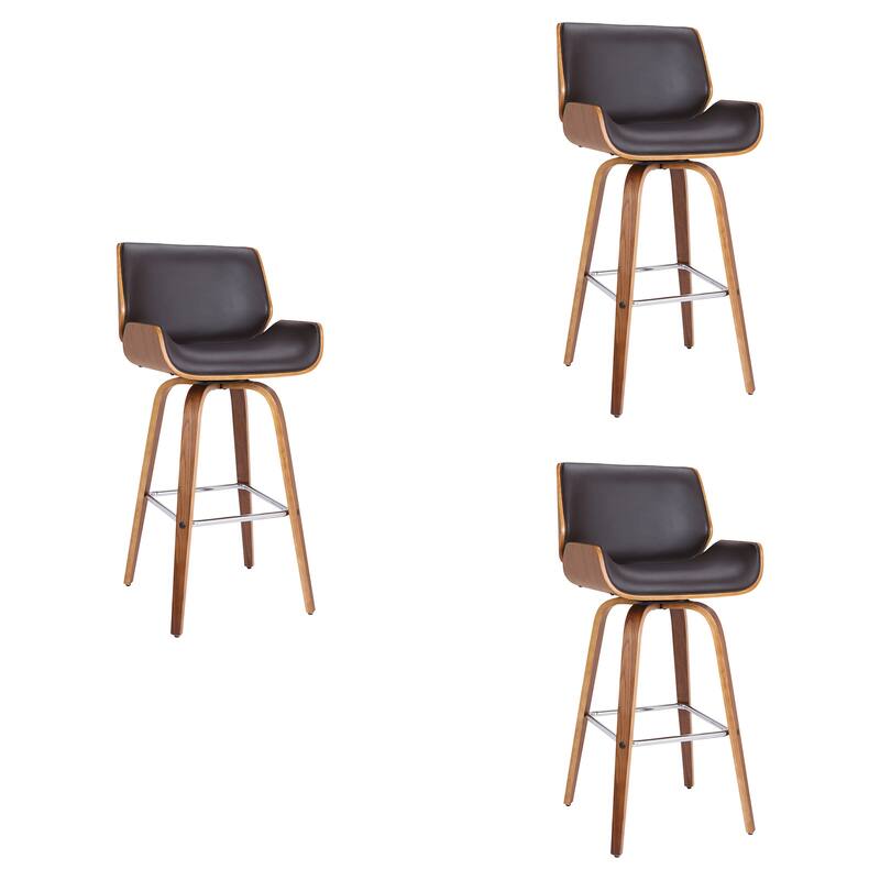 Tyler Mid-Century Swivel Bar Stool, Upholstered Counter Height Chair with Bentwood Legs